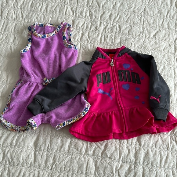 3-6m puma pink jacket, carters short outfit purple - Picture 1 of 10